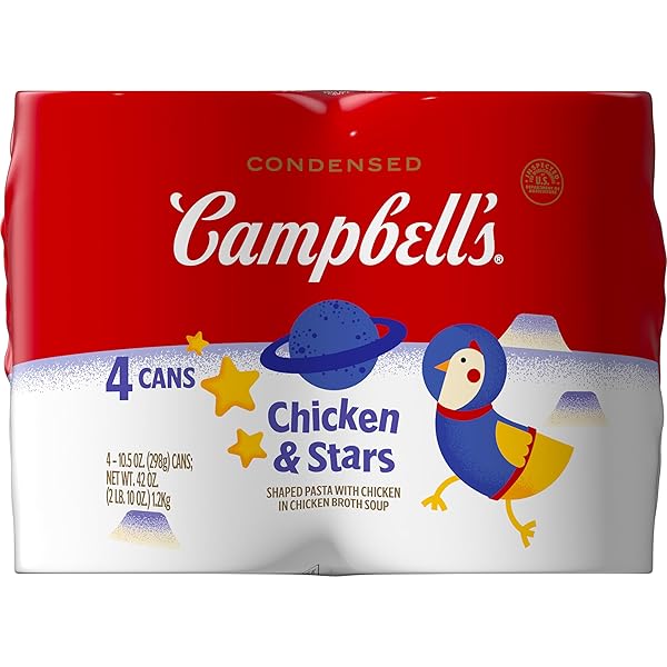 CAMPBELL’S CONDENSED KIDS CHICKEN AND STARS SOUP, 10.5 OZ CAN (4 PACK)