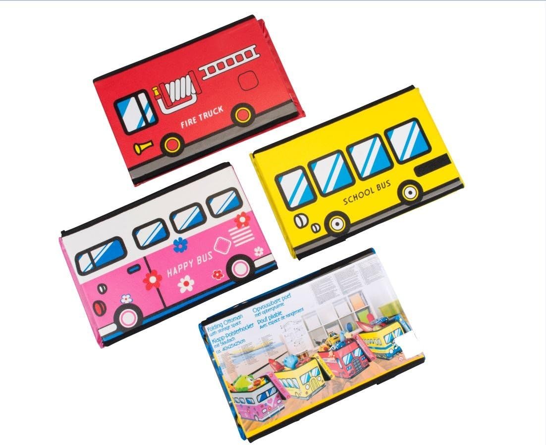 Storage Box Chest with Padded Lid Designs Train Train Carriage In Gelb Bunt Foldable Stool Upholstered Stool 40 cm x 25 cm x 25 cm Child Toy Box Bench Box Faux Leather Folding Pouffe Seat Stool Box Wipe Clean Fabric