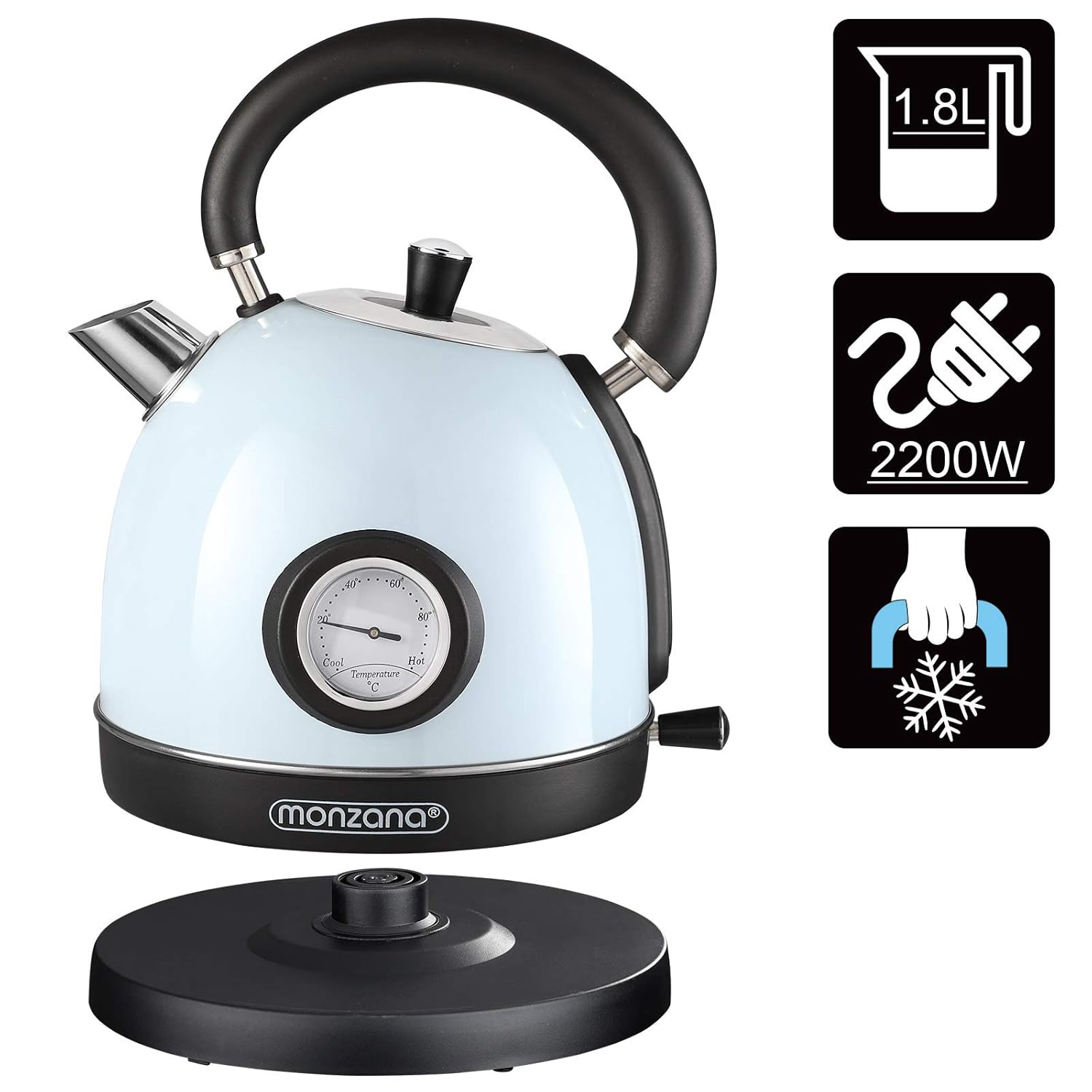 Kettles & Hot Water Dispensers Monzana Electric Retro Tea Kettle 1.8 L