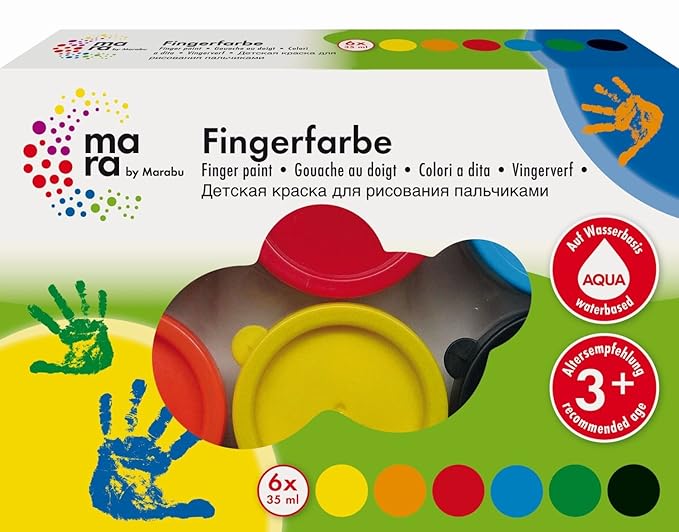 Mara by Marabu 042100088 - Fingerfarbe, 6 x 35 ml
