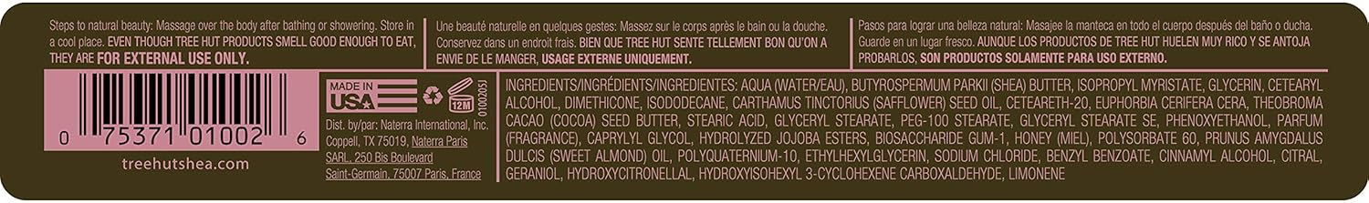 Tree Hut 24 Hour Intense Hydrating Shea Body Butter Almond & Honey, 7oz, Hydrating Moisturizer with Pure Shea Butter for Nourishing Essential Body Care : Beauty