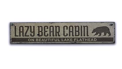 Amazon Com The Lizton Sign Shop Bear Cabin Sign Cabin Wood Sign