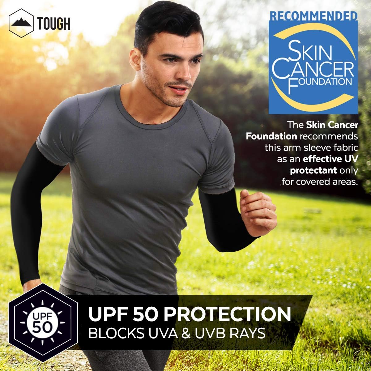 Tough Outdoors UV Protection Cooling Arm Sleeves, UPF 50 Long Sun Sleeves for Men and Women : Clothing
