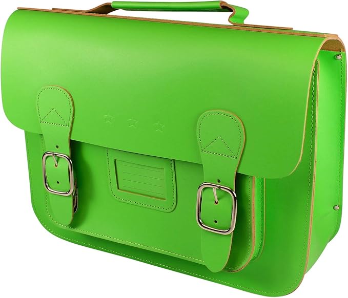 School Bag Bonded Leather Vintage Retro Style Satchel Green Amazon
