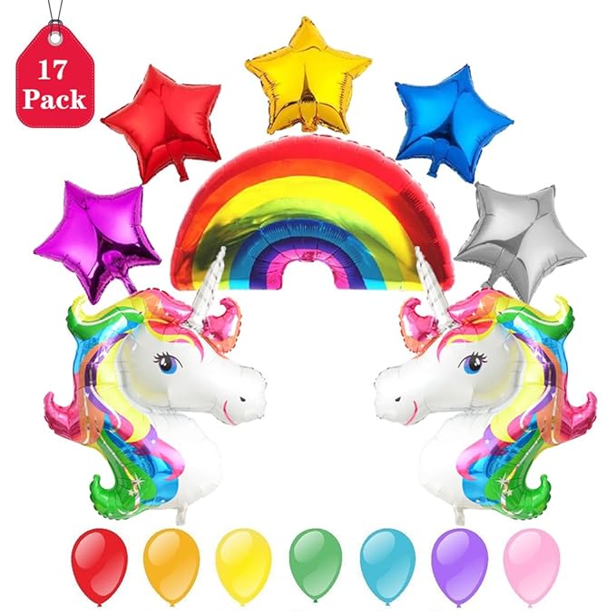 Formemory Einhorn Luftballon Regenbogen Ballon Star Folienballon Riesenballon Heliumballon Rainbow Unicorn Set,Hochzeit Kinde