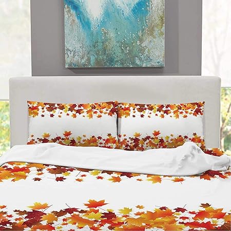 CUDEVS AD Fondo Abstracto con Hojas de Arce Volando, tamaño Queen para