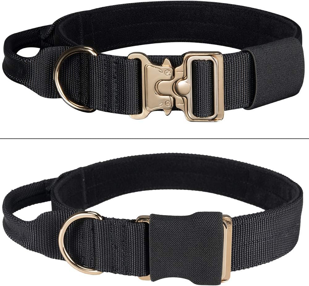 EXCELLENT ELITE SPANKER Milltary Adjustable Dog Collars Tactical Nylon Dog Collar Heavy Duty Dog Collar with Metal Buckle and Control Handle(Black) - Image 5