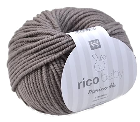Rico Baby Merino dk 006 - kiesel Babywolle aus 100% Merinowolle extrafine zum Stricken und Häkeln, Merinowolle Babywolle Rico