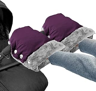 Handwärmer Kinderwagen Handschuhe Handmuff mit Warme Fleece Wasserdicht Winddicht Stroller Handmuff Universalgröße für Kinderwagen, Buggy, Radanhänger (lila)