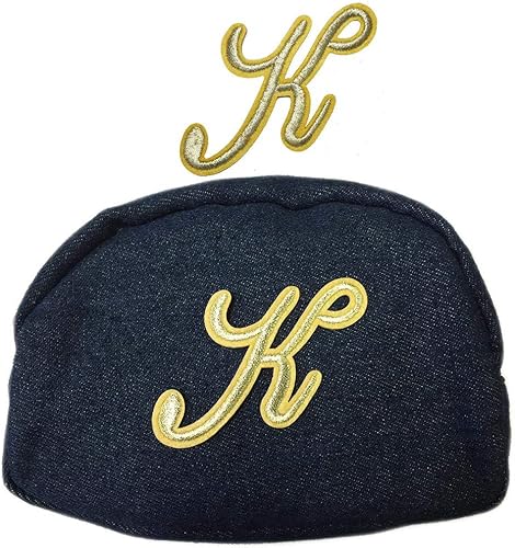 Amazon Co Jp イニシャルポーチ デニム コスメポーチ オリジナルイニシャル 化粧ポーチ ワッペン イニシャルポーチ バッグinバッグ バニティメイクポーチ ポーチ インディゴブルー イニシャル K ジュエリー