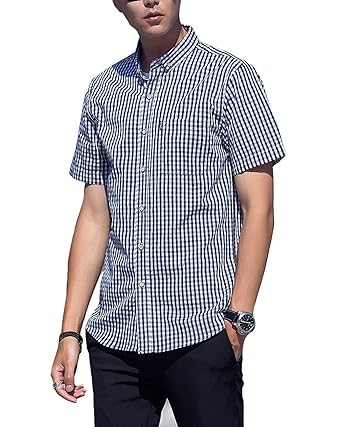 Amazon メンズ カジュアル 半袖 シャツ ボタダウン クールビズ