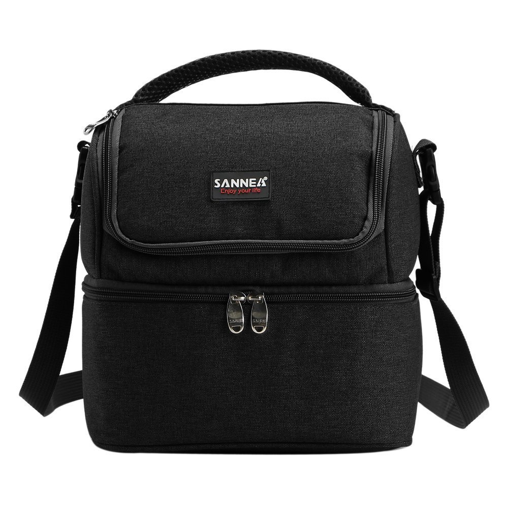 True Holiday Large Picnic Insulated Lunch Bag Box Waterproof Lunch Cooler Bag for Men Women Black