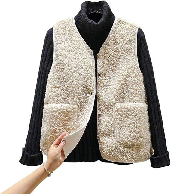 Amazon Asherangel ボアベスト ベスト レディース もこもこ ふわふわ ノースリーブ 薄手 クルーネック フリースジャケット チョッキ アウター トップス ボアジャケット あったか 保温 防寒 無地 秋冬 ベスト 通販