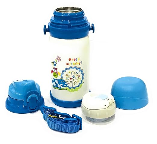 THE LITTLE LOOKERS Insulated Stainless Steel Sipper Bottle for Kids | Water Bottle for Kids with Spout, Open and Close, Strap | Sipper School Bottle/Travelling (Blue, 600ml)