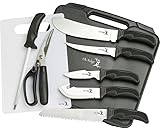 Elk Ridge - Outdoors Hunting Knife Set - Game Processing Kit - 9-PC Set, Includes Cutting Board and Hard Sided Storage Case - Hunting, Camping, Survival, ER-190, Multicolor, One Size