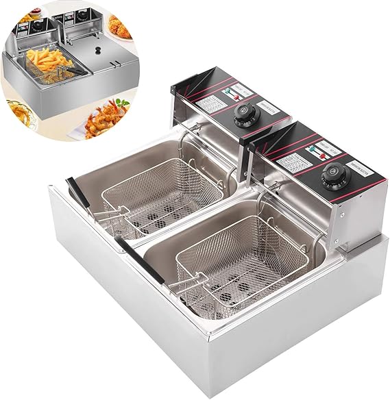 【US in Stock】Electric Fryer, 12L Electric Deep Fryer Dual