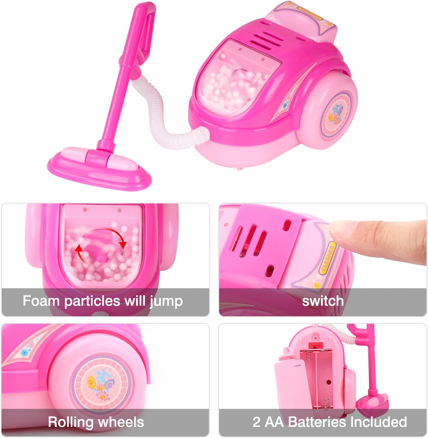 Zooawa Jeux Dimitation Pour Bebe Garcons Et Filles Jouets Educatifs Pour Bebe Enfants Mini Machine A Coudre Et Aspirateur Jouet De Menage Et Nettoyage En Abs Sain Rose Nettoyage Et Menage