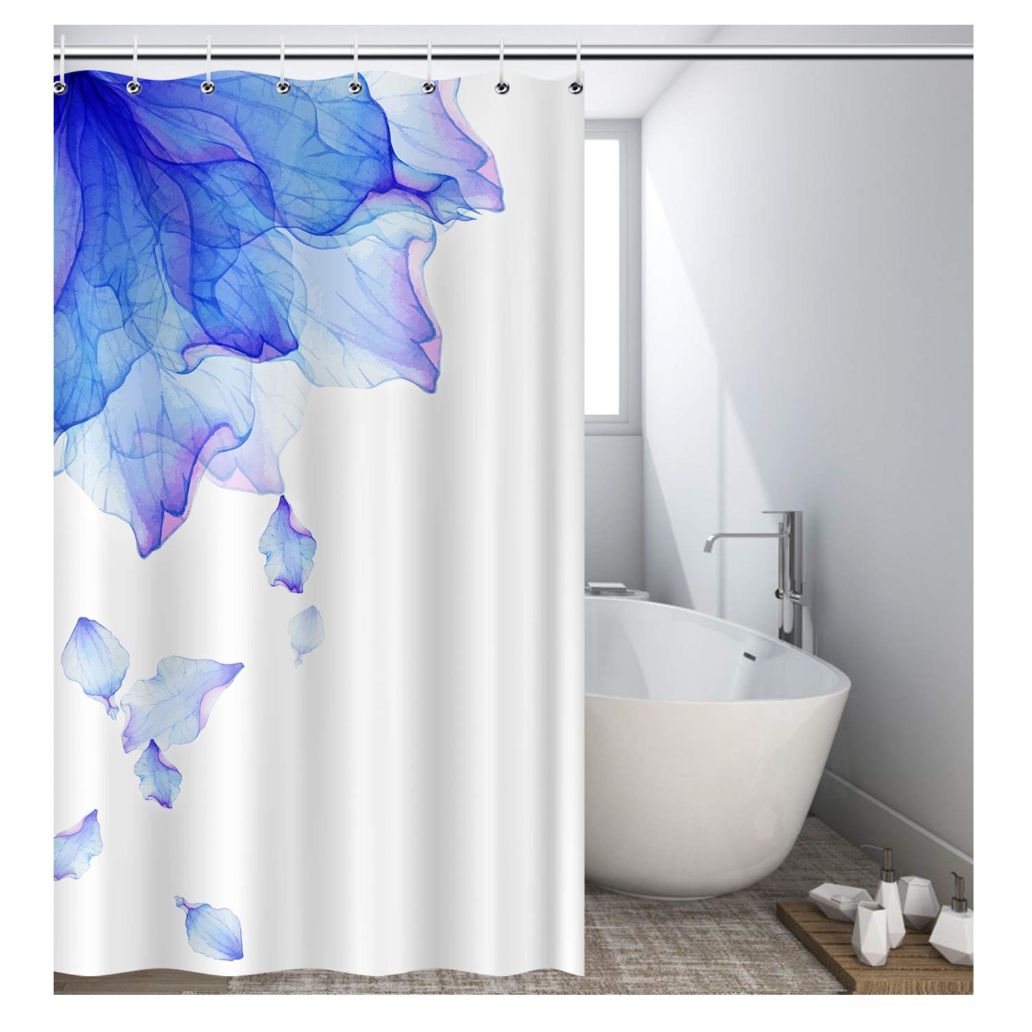 Vibesicily Shower Curtain, Durable Polyester Fabric Waterproof Bath Curtain for Bathroom Home Decor with 12 Hooks 71 x 71 Inch