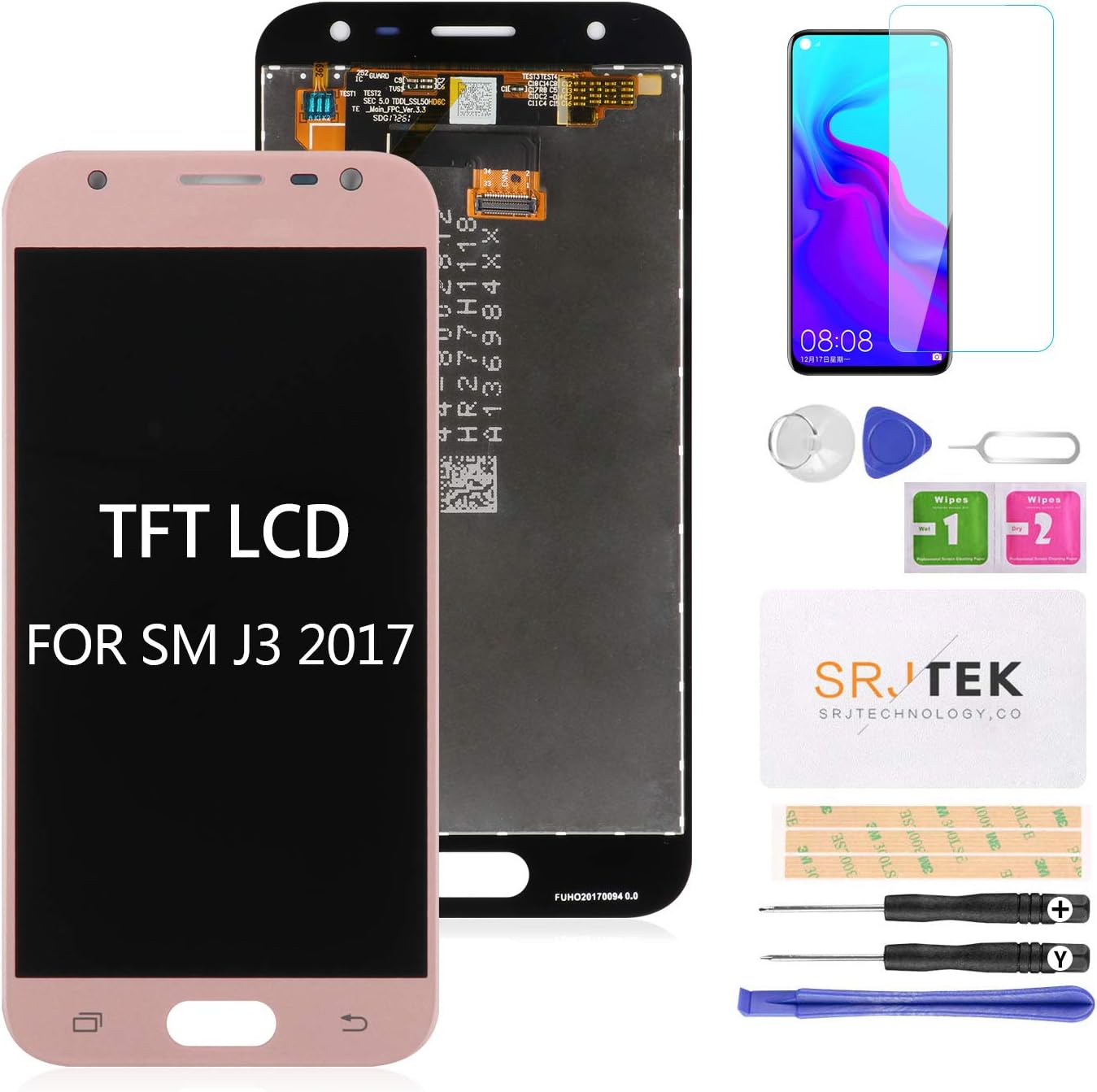 SRJTEK For Samsung Galaxy J3 2017 J330 / J3 Pro 2017 J330 DUOS J330G J330L J330F J330FN J330DS J3300 5.0 inch LCD Display Touch Screen Digitizer Glass Assembly Full Replacement Part (Pink)