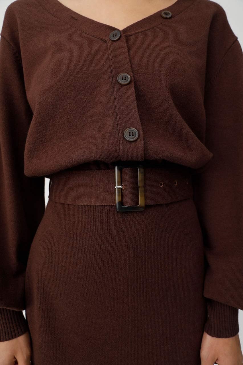 Amazon Co Jp マウジー ワンピース ドレス 2way Blousing ニットドレス 010csf70 0690 Free ブラウン レディース 服 ファッション小物