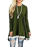 WEKILI Women's Tops Long Sleeve Lace Scoop Neck A-Line Tunic Blouse