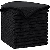 AIDEA Black Microfiber Cleaning Cloth-12PK, Absorbent Cleaning Rags 12"x12" | Microfiber Towels for Cars Lint Free Soft Microfiber Towels, Kitchen Towels Dusting Cloth, Dish Rags, Cleaning Towels
