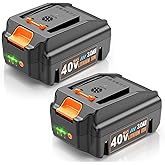 Futurebatt 2 Pack 40 Volt 3.0Ah Battery for Worx 40V Battery WA3580 Compatible with Worx WG180 WG280 WG380 WG580 (Not Fit for 2X20V Tools)