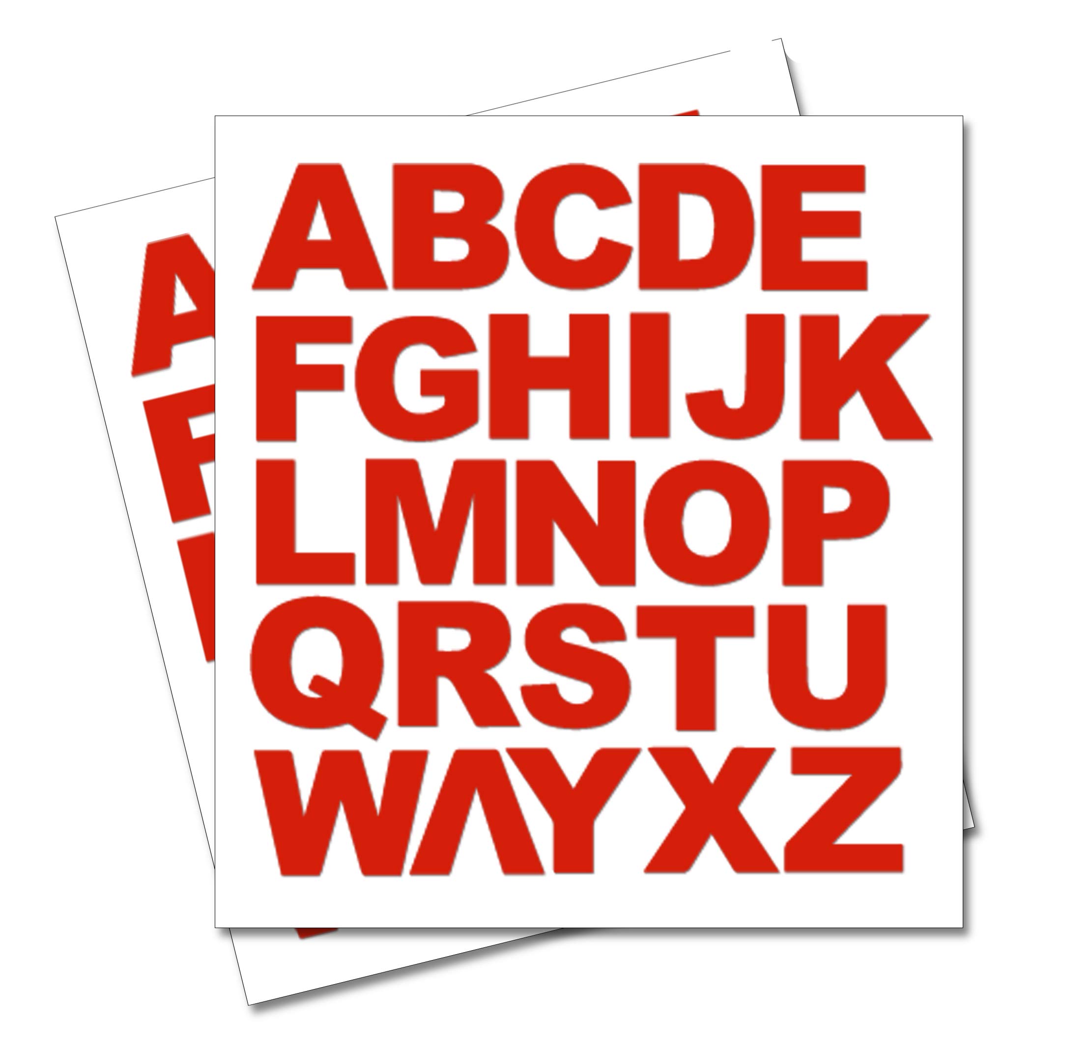 2 x Set of Full Alphabet Big Red Letters - Removable Self Adhesive Waterproof Durable Vinyl Stickers - Cut to the sticker Shape - size 50mm