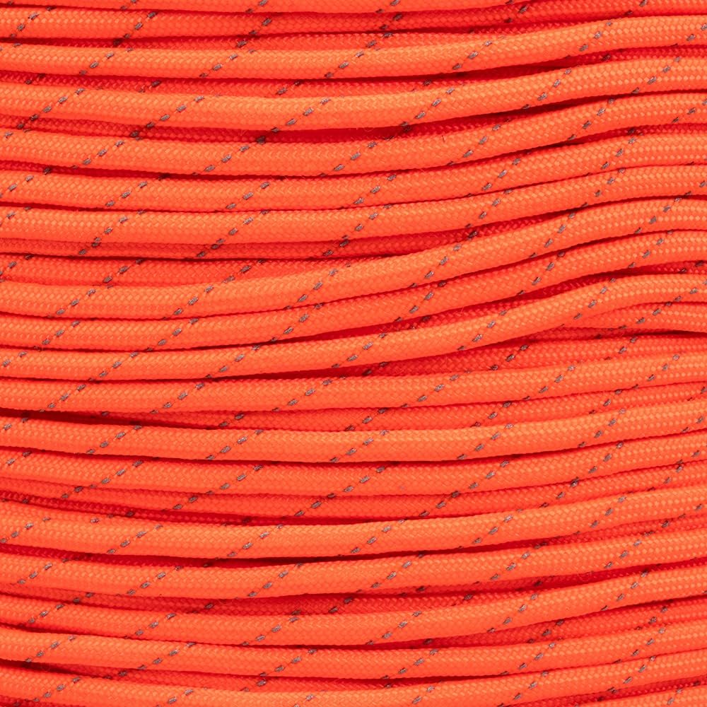 PARACORD PLANET 50 Feet Reflective Paracord Made of 100% Nylon With 7 Inner-core Strands Reflective Neon Orange