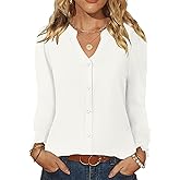 LOMON Button Down Shirt Women Fall Lantern Long Sleeve Blouses Casual Shirts