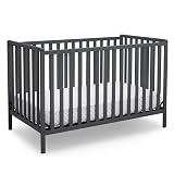 Delta Children Heartland 4-in-1 Convertible Crib - Greenguard Gold Certified, Charcoal Grey