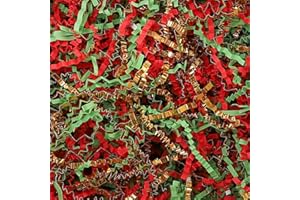 LDKGHE 4 oz Crinkle Cut Paper Shred Filler for Gift Wrapping Baskets Filling Box Birthdays Christmas Thanksgiving Easter Weddings Valentines Mother's Day Anniversaries (Red,Green & Gold-Christmas Mix)