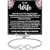 To My Wife Bracelet, Wife Infinity Heart Bracelet From Husband, Wife's Jewelry Gift From Husband With Message Card And Box Meaning, Wedding Gift, Valentine Birthday Anniversary Christmas Gifts