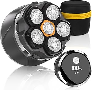 Glatzen Rasierer Herren, 2026 Verbessert IPX8 Wasserdicht 6D Flexibler Glatzenrasierer, Magnetische Schwebender Kopf, Nass und Trocken Glatzen Rasierer mit LED Anzeige, USB-C Kopfrasierer Glatze