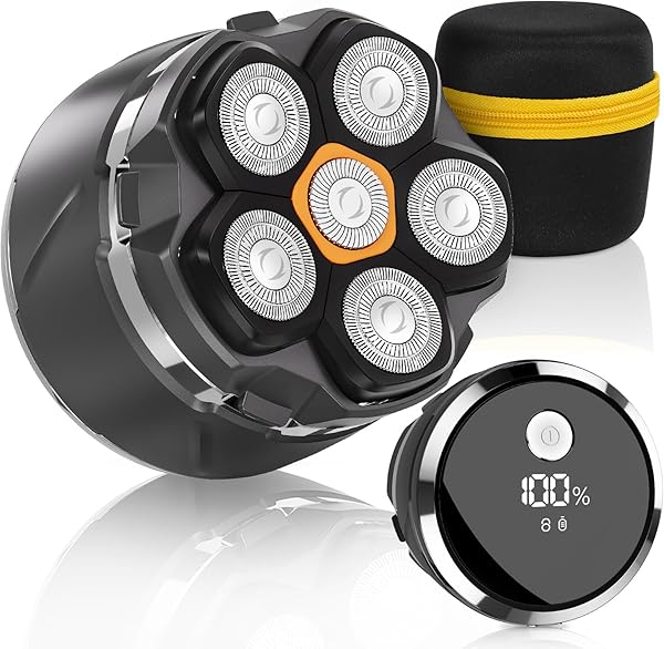 Glatzen Rasierer Herren, 2026 Verbessert IPX8 Wasserdicht 6D Flexibler Glatzenrasierer, Magnetische Schwebender Kopf, Nass und Trocken Glatzen Rasierer mit LED Anzeige, USB-C Kopfrasierer Glatze