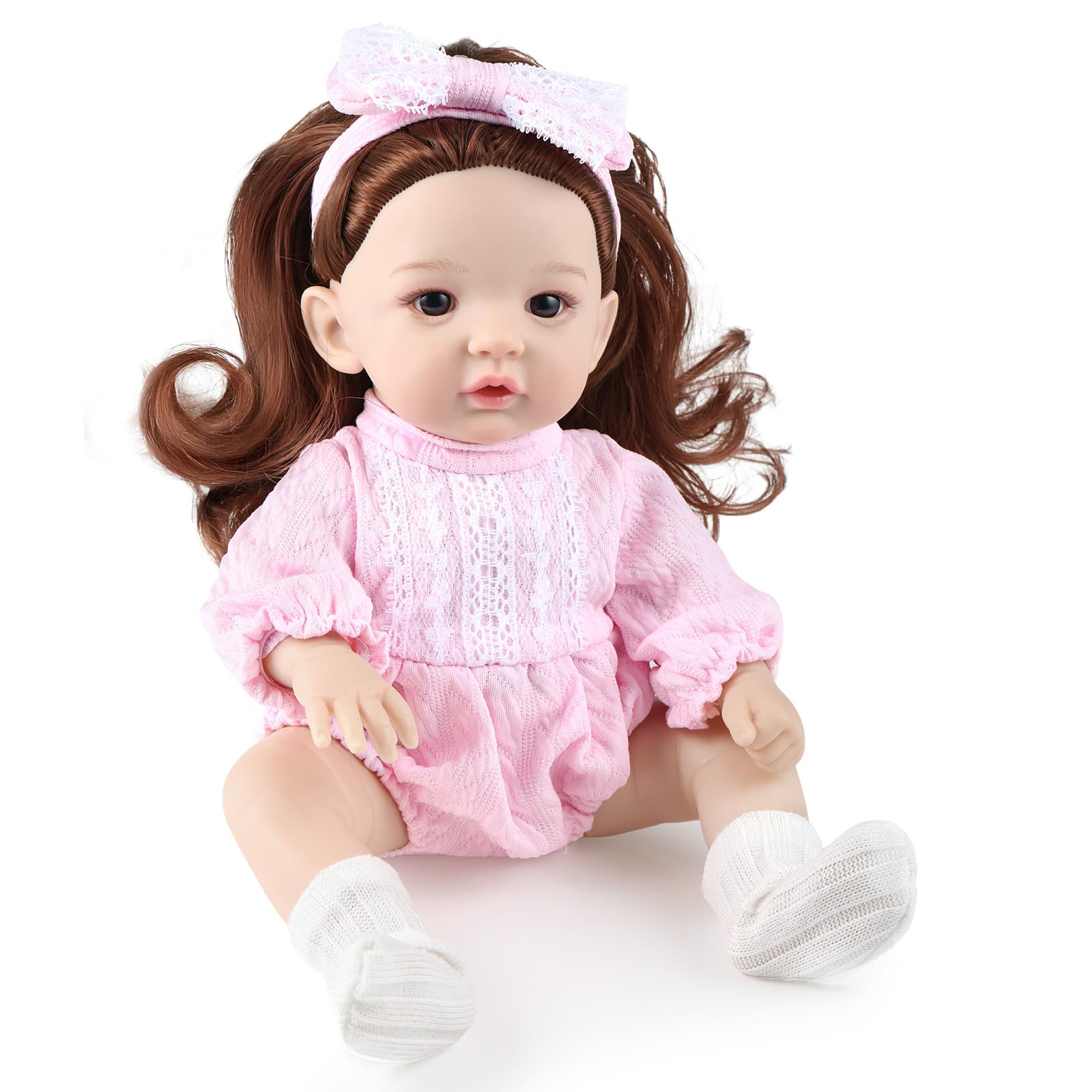 Photo 1 of GAGAKU 12 Inch Baby Doll with Hair, First Baby Dolls for Toddlers 1-3, Full Vinyl Doll for Girls & Kids Ages 3-6, Posable Dolls with Pink Clothes