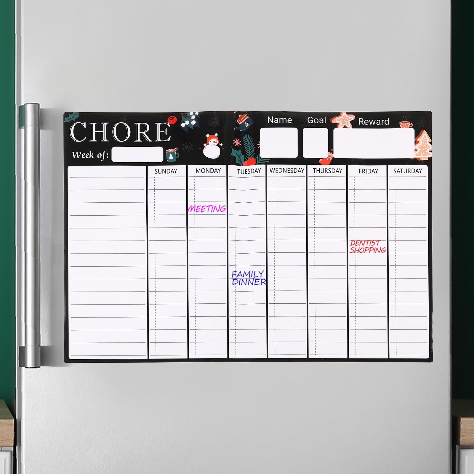 PATIKIL 16.9" x 11.8" Magnetic Chore Chart, 2 Pcs Dry Erase Whiteboard Weekly Chart Calendar for Home Office Checklist Organized, White