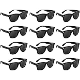 Super Z Outlet Plastic Black Vintage Retro Style Sunglasses Shades Eyewear for Party Prop Favors, Decorations, Toy Gifts (12 Pairs)