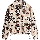 ZAFUL Women's Fashion Long Sleeve Lapel Half Zip Plain Faux Fur Sweatshirt Solid Color Crop Pullover Tops
