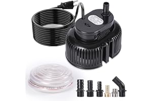 AKYPACH Pool Cover Pump Above Ground Water Removal Pump Swimming Pool Draining, Submersible Water Pump Sump with 16 Ft Drainage Hose & 25 Ft Power Cord 850GPH inGround 6 Adapters (Black)
