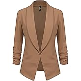 Lock and Love Women 3/4 Sleeve Blazer Open Front Cardigan Jacket Work Office Blazer