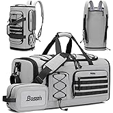 Bosstin Gym Bag for Men & Women,45L Travel Duffle Sports Duffel Bag Gym Weekender Overnight Backpack with Shoe Compartment (GREY CHECKERED)