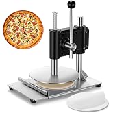 Manual Pizza Dough Press Machine, 9.5 inch Pizza Pastry Press Plate, Stainless Steel Bread Presser, Commercial Chapati Sheet Crust Maker, Upg Base,Forming Machine with Handle,100 Pcs Parchment Paper