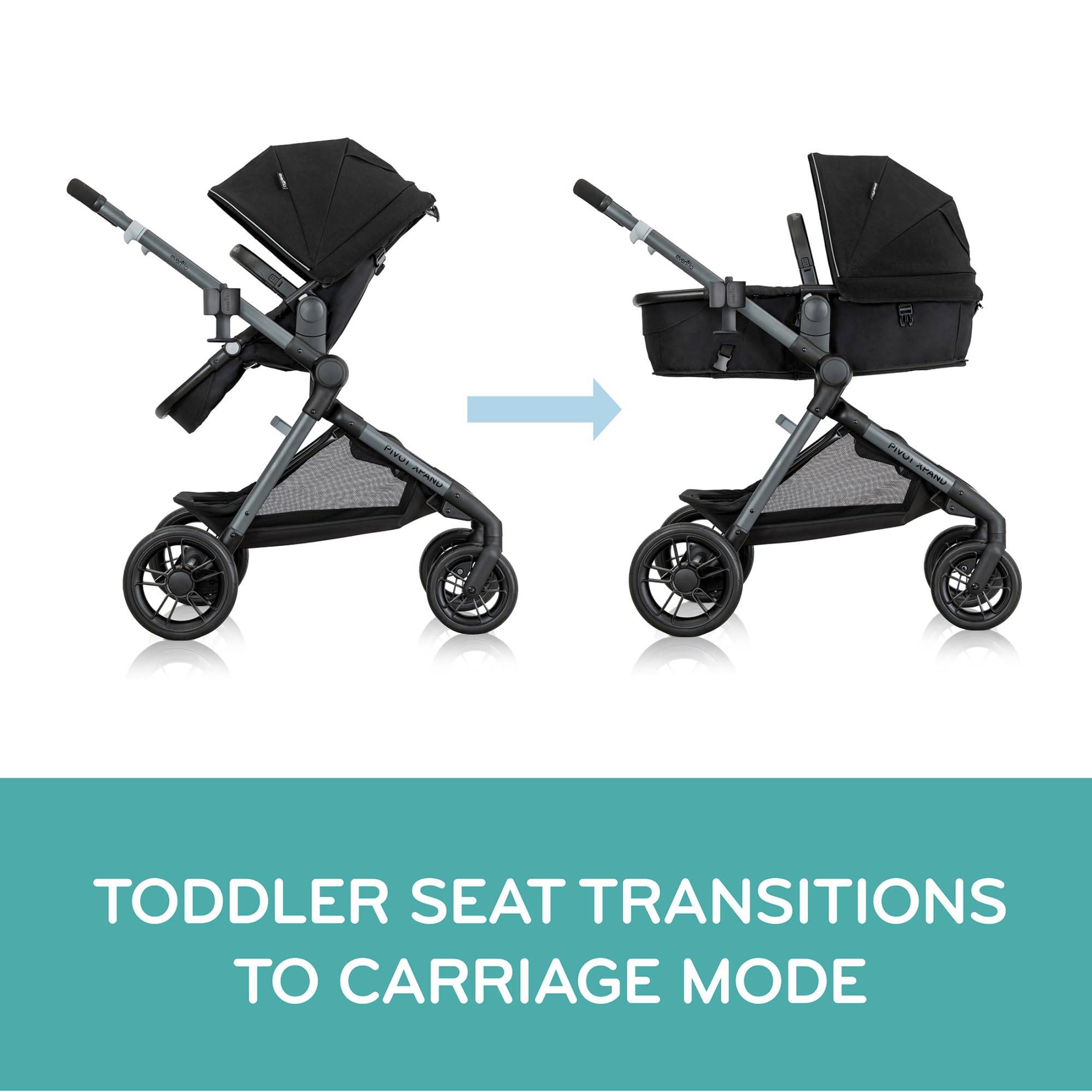 Evenflo Pivot Xpand Modular Travel System with LiteMax Infant Car Seat (Ayrshire Black)