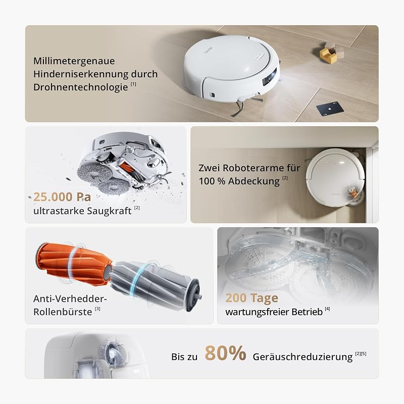 ROMO S Saugroboter mit Wischfunktion, 25.000 Pa Saugkraft