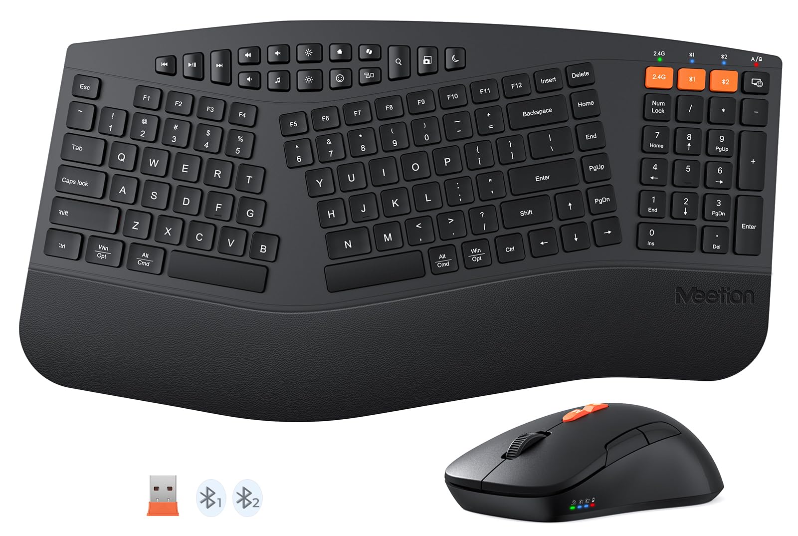 Photo 1 of **COMPLETELY FACTORY SEALED AS SHOWN IN PHOTOS**MEETION Ergonomic Keyboard and Mouse, Multi-Device Bluetooth Keyboard and Mouse Wireless, 4 DPI Adjustable Mouse, Full-Sized Split Keyboard, for PC/Computer/Laptop/Tablet/Window/Mac (2025 Upgrade)
