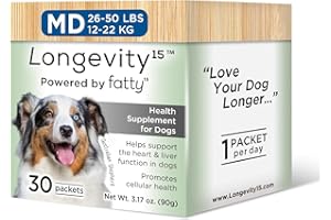 Yummy Combs Longevity15 – C15:0 – Fatty Acid Health Supplement for Dogs – Healthy Pet Supplies – for Medium Dogs, 1 Pack