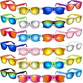 Bouiexye 24 Pack Neon Sunglasses with Colorful Lenses in Bulk for Birthday Beach Pool Party Supplies, 12 Bright Colors