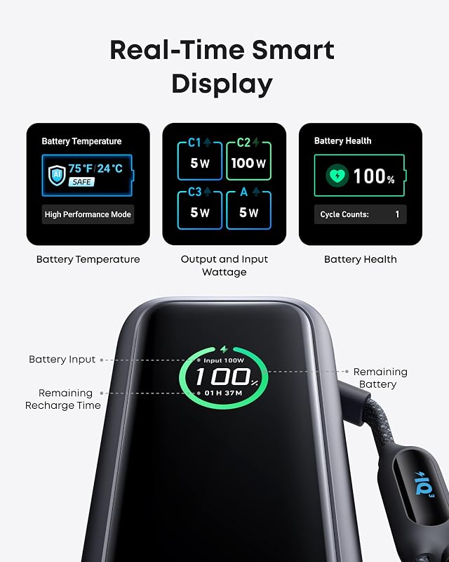 165W 25000mAh Laptop Powerbank mit 70cm ausziehbarem Kabel