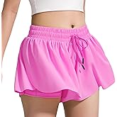 BOOPH Girls Flowy Shorts Athletic Butterfly Shorts with Inner Pockets 2-in-1 for Girls Running Tennis Sports